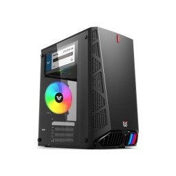 VALUE-TOP MANIA X5 MINI PLUS MICRO ATX CASE With 1x12cm RGB FAN ON REAR, 1xUSB3.0 & 2xUSB2.0, HD AUDIO, LEFT SIDE TEMPERED GLASS, WITH 200W PSU
